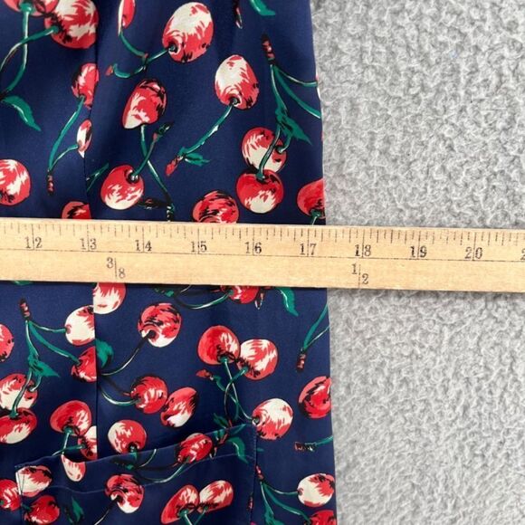 J. Peterman Dress Retro Cherry Print Button Front Collared Pockets NWOT Medium - Picture 7 of 13